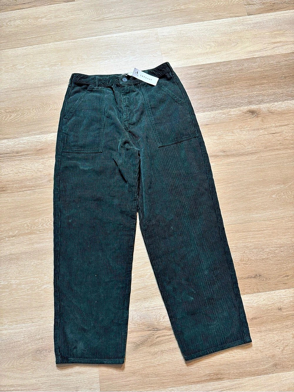 Topshop Corduroy Trousers in Green US 12 NWT